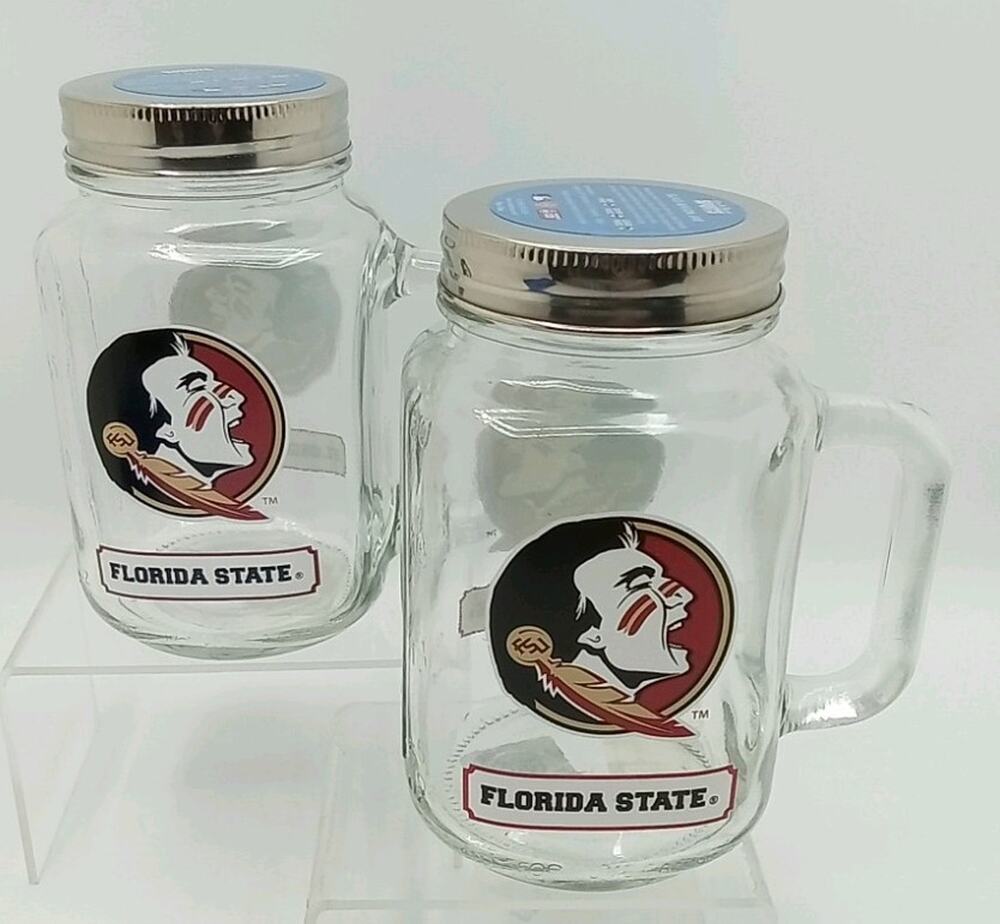Florida State Seminoles NCAA Set of 2 - 20 oz Glass Mason Jars w/Lids